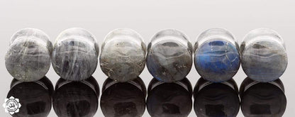 Labradorite Double Round Stone Plugs by Peoples Jewelry