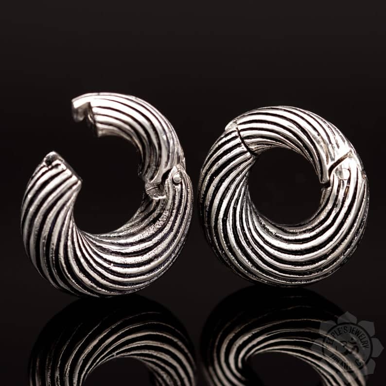 Hinged Brass Rings - Stripes by Peoples Jewelry