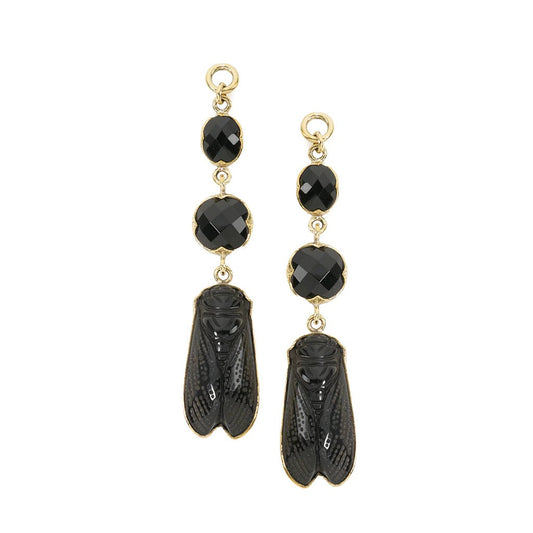 Faceted Black Obsidian Cicada Dangles by Diablo Organics