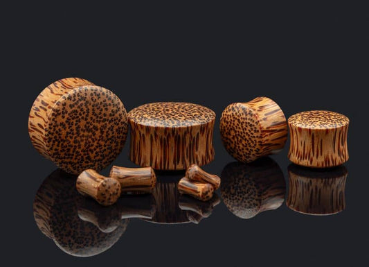 Double Flare Palm Wood Plugs