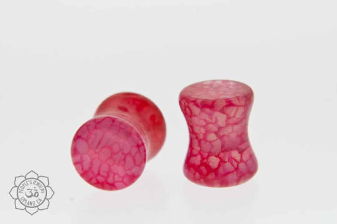 Double flared Red Dragon Vein Plugs by Peoples Jewelry