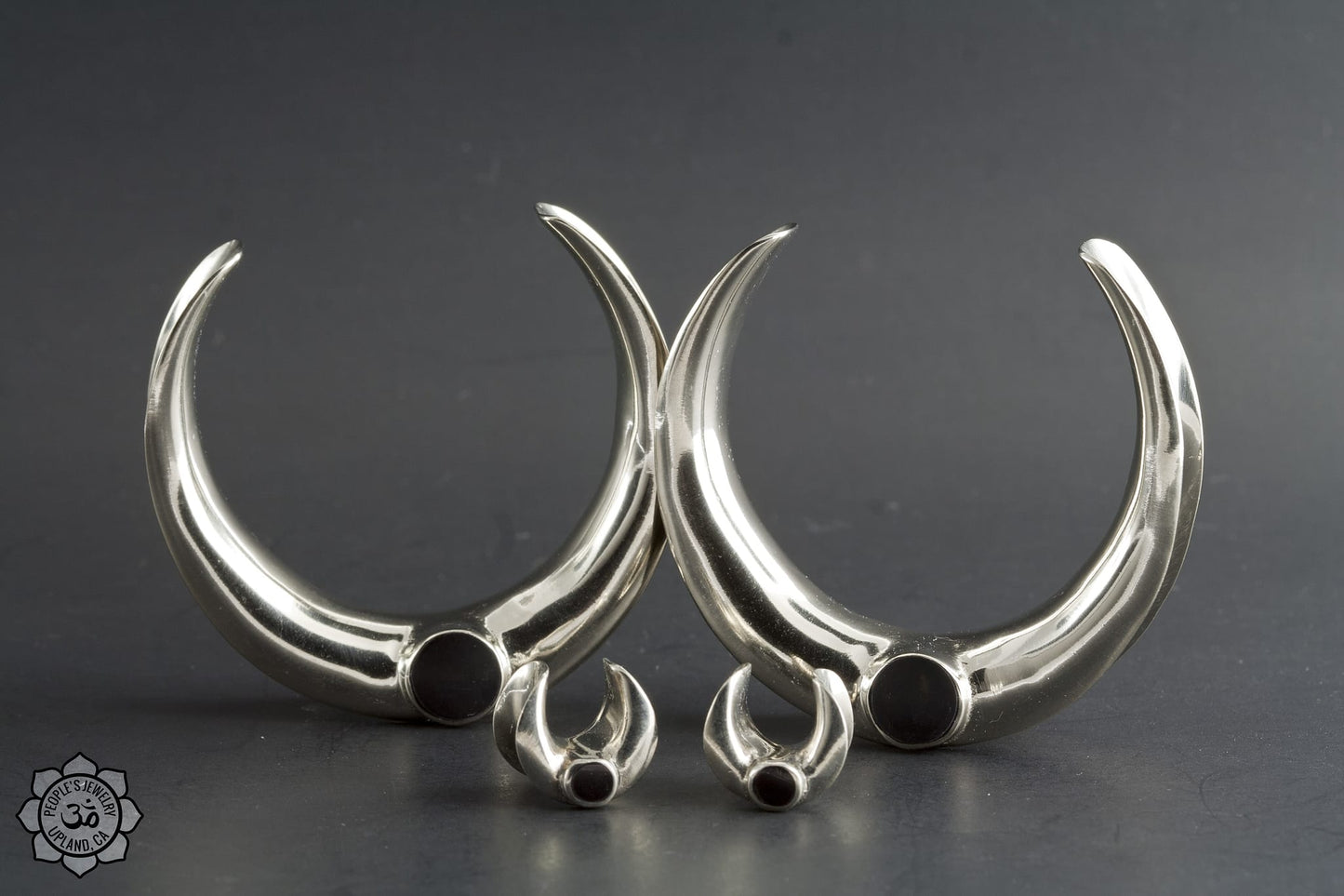 Brass Saddle Spreaders with Onyx by Peoples Jewelry